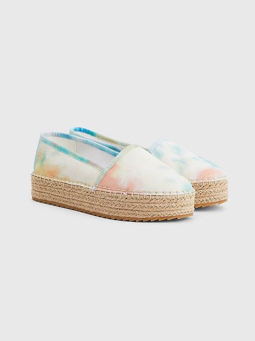 Tommy Hilfiger Tie-Dye Flatform Espadrilles Loafers Dames Wit | TH786OGI