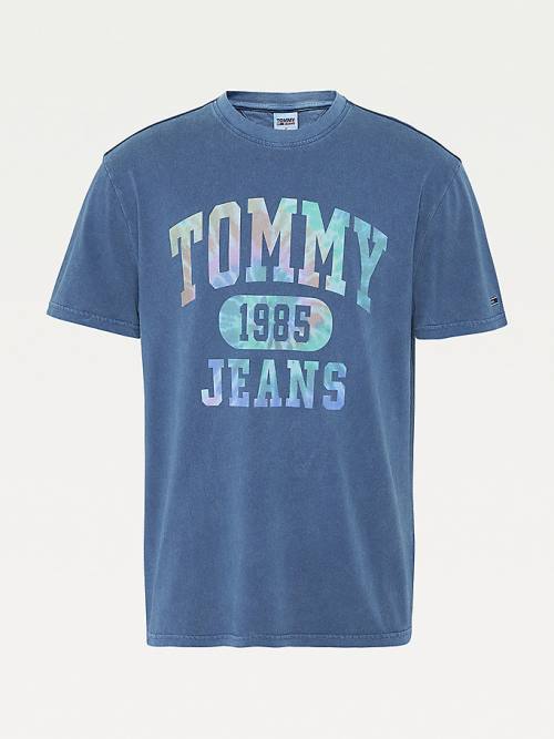 Tommy Hilfiger Tie-Dye Logo T-shirts Heren Blauw | TH658GVT