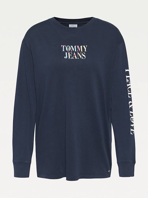 Tommy Hilfiger Tie-Dye Oversized Fit Long Sleeve T-shirts Dames Blauw | TH034BYL