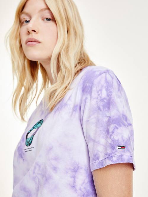 Tommy Hilfiger Tie-Dye Recycled Katoenen Cropped T-shirts Dames Paars | TH250VRY