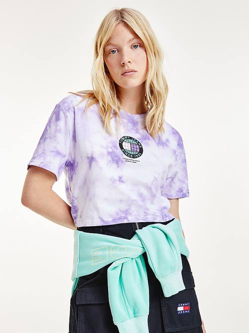 Tommy Hilfiger Tie-Dye Recycled Katoenen Cropped T-shirts Dames Paars | TH250VRY