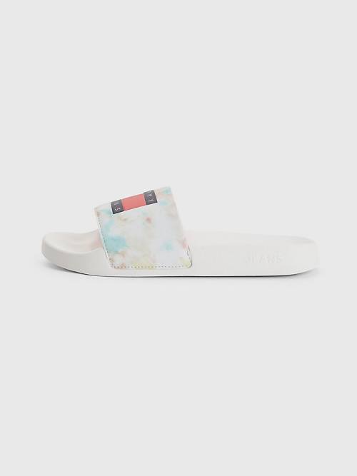 Tommy Hilfiger Tie-Dye Slides Sandalen Dames Wit | TH318CZV