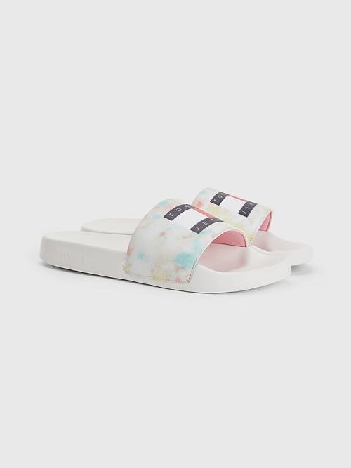 Tommy Hilfiger Tie-Dye Slides Sandalen Dames Wit | TH318CZV