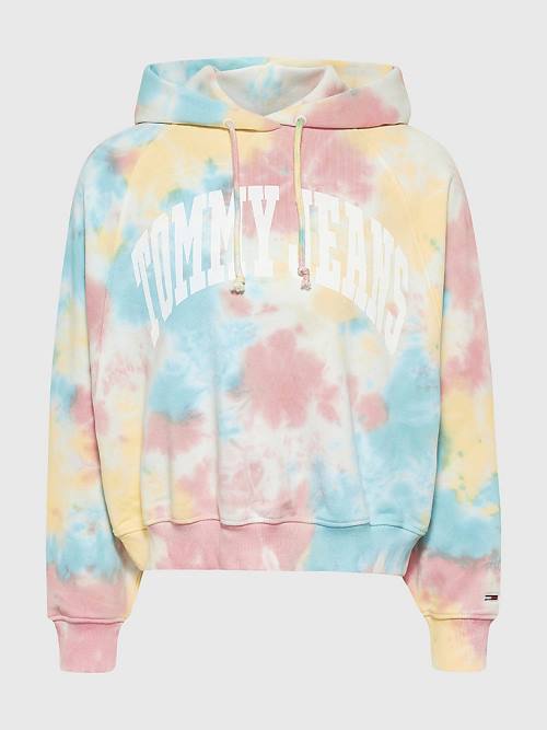 Tommy Hilfiger Tie-Dye Varsity Logo Boxy Hoodie Dames Wit | TH502TCJ