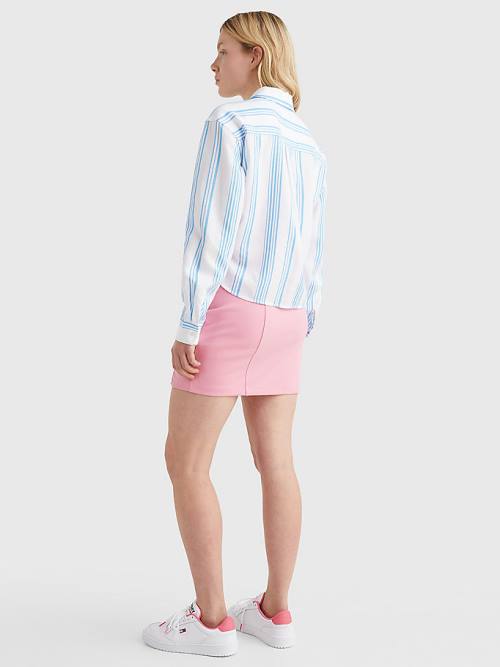 Tommy Hilfiger Tie-Front Stripe Overhemd Dames Blauw | TH270JZK