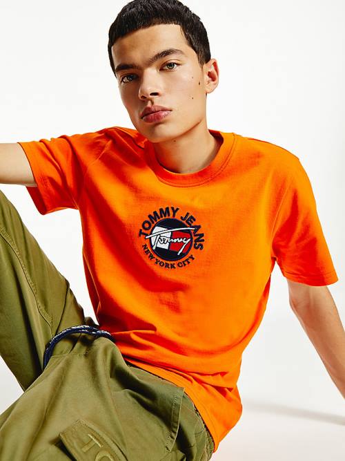 Tommy Hilfiger Timeless Signature Logo T-shirts Heren Oranje | TH065IJY