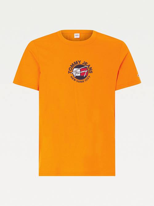 Tommy Hilfiger Timeless Signature Logo T-shirts Heren Oranje | TH065IJY