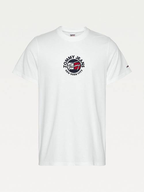 Tommy Hilfiger Timeless Signature Logo T-shirts Heren Wit | TH098UQW