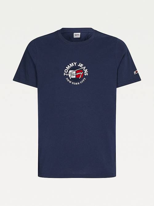 Tommy Hilfiger Timeless Signature Logo T-shirts Heren Blauw | TH518YRT