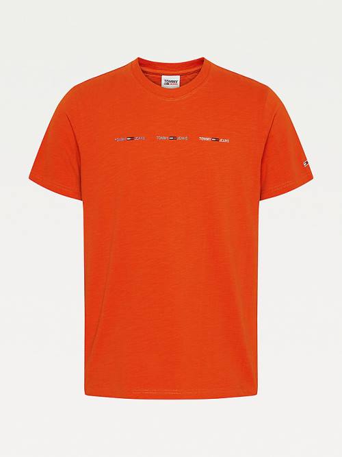 Tommy Hilfiger Tiny Linear Logo T-shirts Heren Rood | TH310PBU