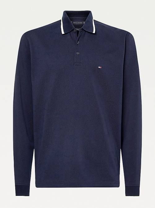 Tommy Hilfiger Tipped Long Sleeve Regular Fit Poloshirt Heren Blauw | TH204KQC