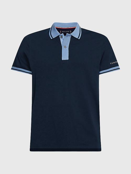 Tommy Hilfiger Tipped Slim Fit Jersey Poloshirt Heren Blauw | TH301EDV