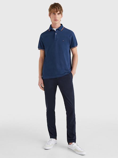 Tommy Hilfiger Tipped Slim Fit Poloshirt Heren Blauw | TH497CPR