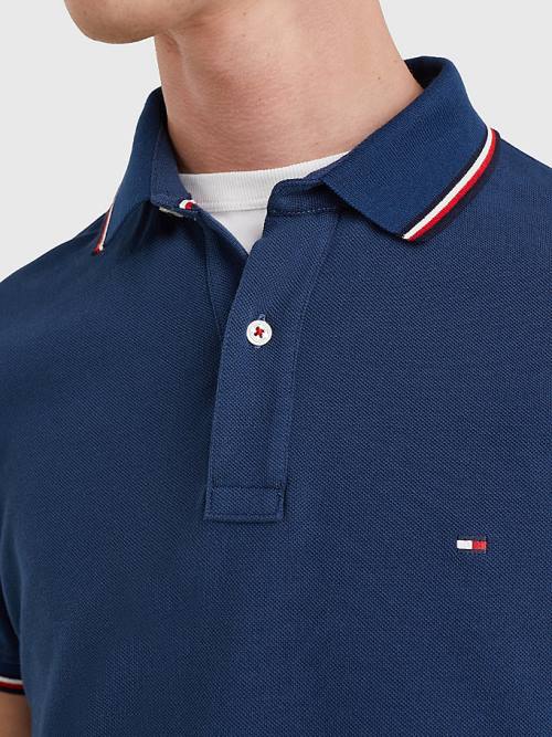 Tommy Hilfiger Tipped Slim Fit Poloshirt Heren Blauw | TH497CPR