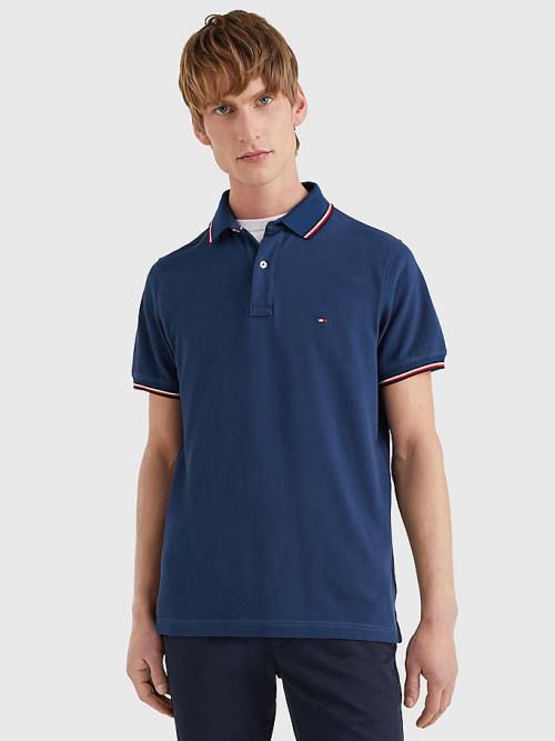 Tommy Hilfiger Tipped Slim Fit Poloshirt Heren Blauw | TH497CPR