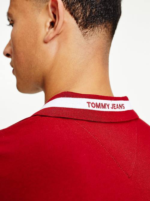 Tommy Hilfiger Tipped Stretch Slim Fit Poloshirt Heren Rood | TH752REL