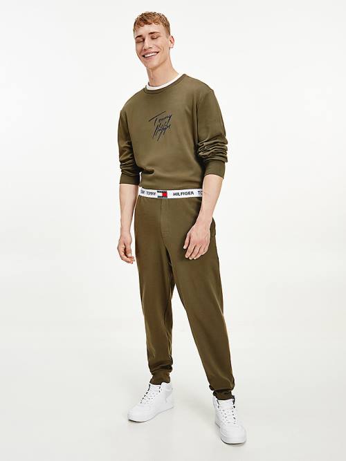 Tommy Hilfiger Tommy 85 Logo Waistband Stretch Joggers Pyjamas Heren Khaki | TH468SPA