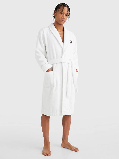 Tommy Hilfiger Tommy 85 Signature Logo Towelling Robe Pyjamas Heren Wit | TH893GDO