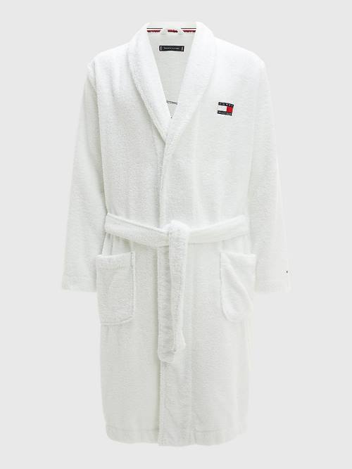 Tommy Hilfiger Tommy 85 Signature Logo Towelling Robe Pyjamas Heren Wit | TH893GDO