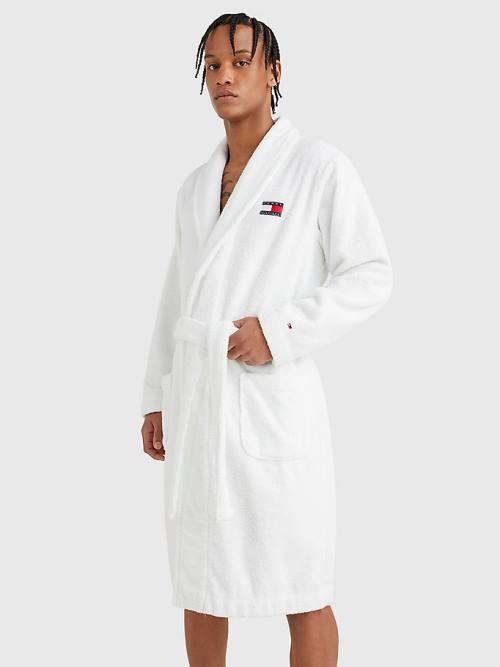 Tommy Hilfiger Tommy 85 Signature Logo Towelling Robe Pyjamas Heren Wit | TH893GDO