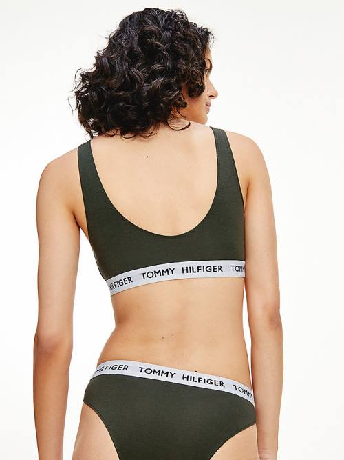 Tommy Hilfiger Tommy 85 Stretch Katoenen Logo Bralette Ondergoed Dames Khaki | TH346QOX