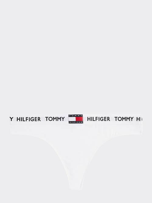 Tommy Hilfiger Tommy 85 Stretch Katoenen Logo String Ondergoed Dames Wit | TH432HOZ