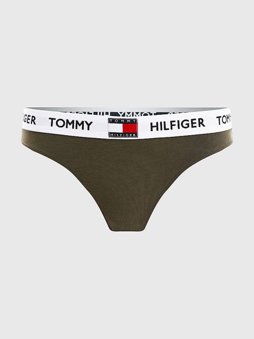 Tommy Hilfiger Tommy 85 Stretch Katoenen Logo String Ondergoed Dames Khaki | TH437UCK