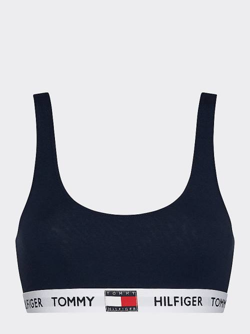 Tommy Hilfiger Tommy 85 Stretch Katoenen Logo Bralette Ondergoed Dames Blauw | TH591OEA