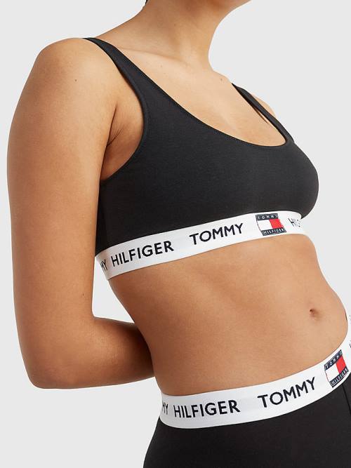 Tommy Hilfiger Tommy 85 Stretch Katoenen Logo Bralette Ondergoed Dames Zwart | TH649AXE