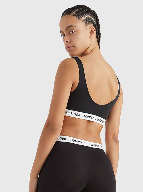 Tommy Hilfiger Tommy 85 Stretch Katoenen Logo Bralette Ondergoed Dames Zwart | TH649AXE