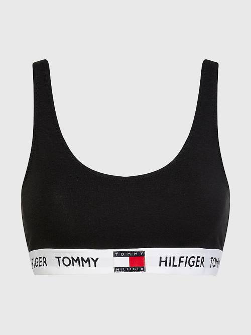 Tommy Hilfiger Tommy 85 Stretch Katoenen Logo Bralette Ondergoed Dames Zwart | TH649AXE