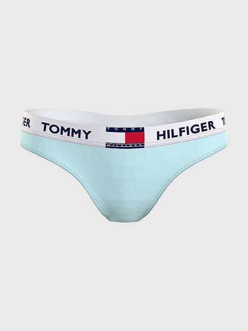 Tommy Hilfiger Tommy 85 Stretch Katoenen Logo String Ondergoed Dames Blauw | TH813NFG