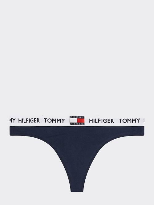 Tommy Hilfiger Tommy 85 Stretch Katoenen Logo String Ondergoed Dames Blauw | TH942EVL