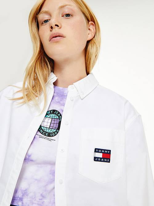 Tommy Hilfiger Tommy Badge Boyfriend Overhemd Dames Wit | TH510VJP