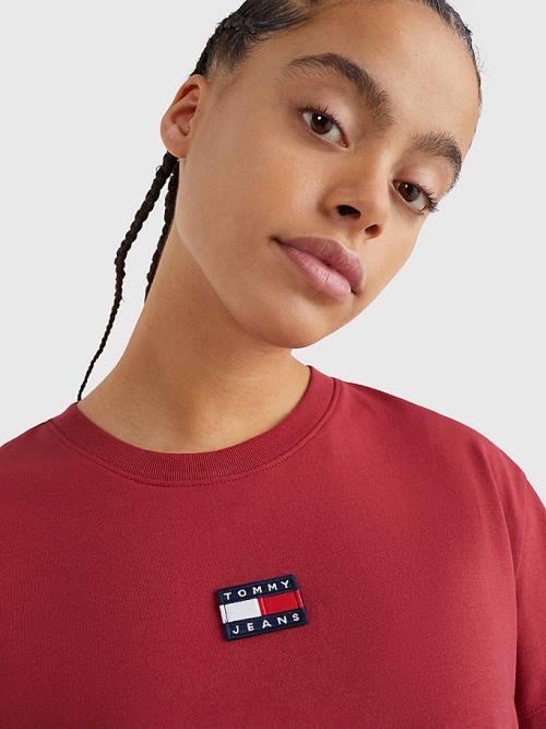 Tommy Hilfiger Tommy Badge Crew Neck T-shirts Dames Rood | TH025XZO