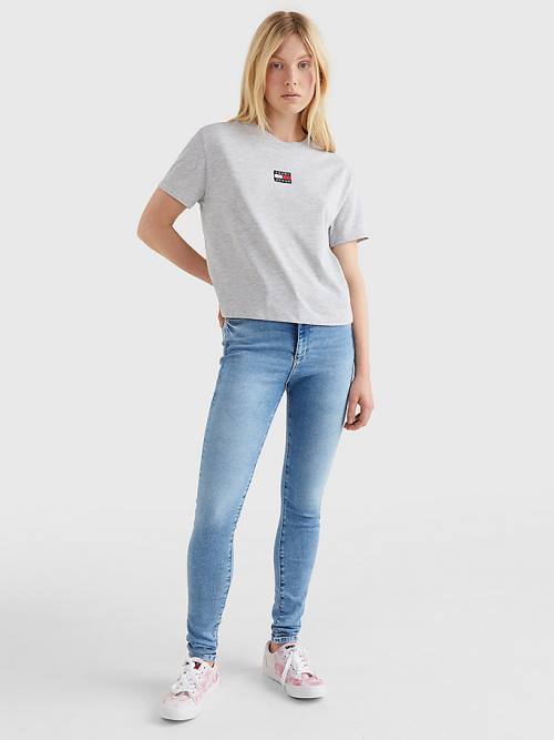 Tommy Hilfiger Tommy Badge Crew Neck T-shirts Dames Grijs | TH590RIQ