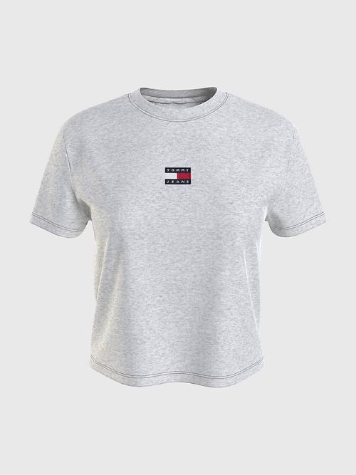 Tommy Hilfiger Tommy Badge Crew Neck T-shirts Dames Grijs | TH590RIQ