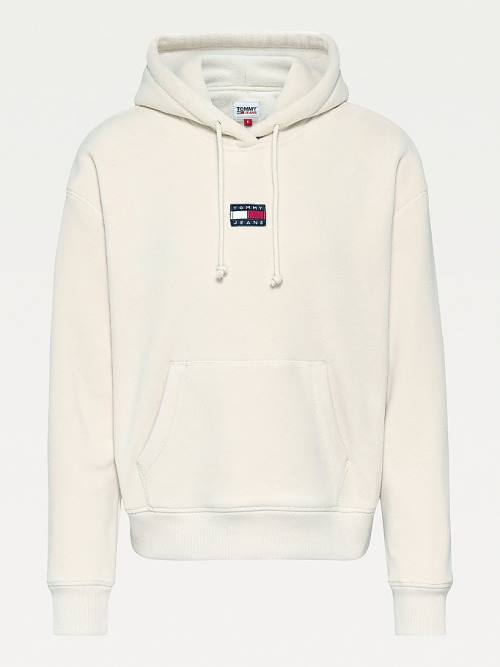 Tommy Hilfiger Tommy Badge Fleece Hoodie Dames Beige | TH513KFQ