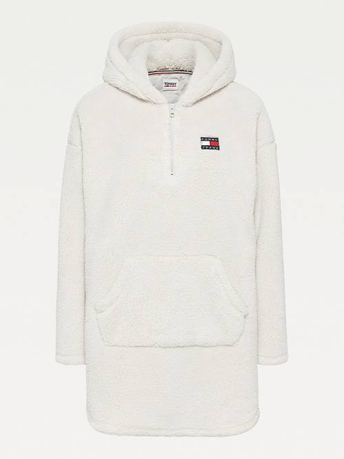 Tommy Hilfiger Tommy Badge Half-Zip Fleece Jurken Dames Beige | TH981TVJ