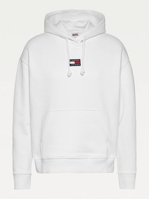 Tommy Hilfiger Tommy Badge Hoodie Dames Wit | TH481IEO