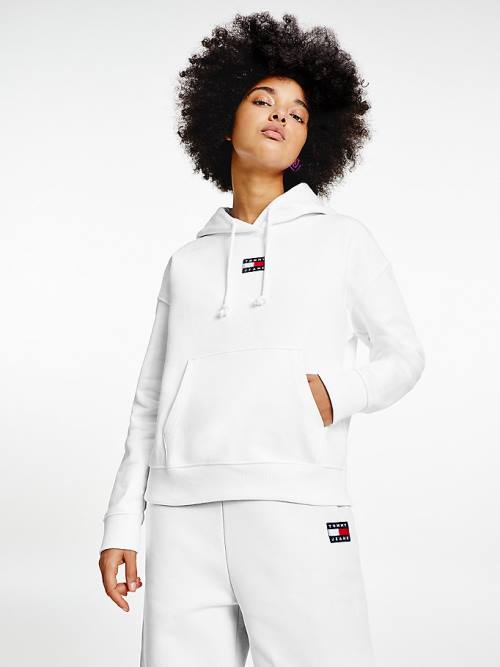 Tommy Hilfiger Tommy Badge Hoodie Dames Wit | TH481IEO