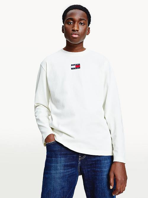 Tommy Hilfiger Tommy Badge Long Sleeve T-shirts Heren Wit | TH061YHB