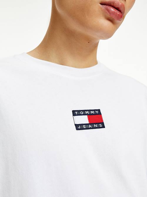 Tommy Hilfiger Tommy Badge Long Sleeve T-shirts Heren Wit | TH438WCY