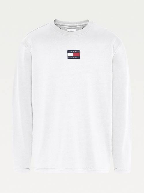 Tommy Hilfiger Tommy Badge Long Sleeve T-shirts Heren Wit | TH438WCY