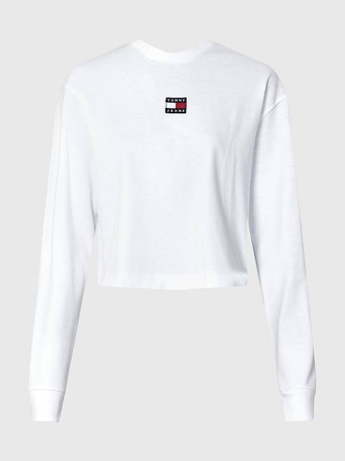 Tommy Hilfiger Tommy Badge Long Sleeve T-shirts Dames Wit | TH739OBW