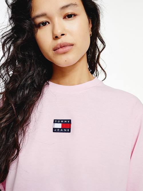 Tommy Hilfiger Tommy Badge Long Sleeve T-shirts Dames Roze | TH864MLQ