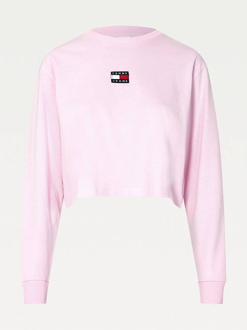 Tommy Hilfiger Tommy Badge Long Sleeve T-shirts Dames Roze | TH864MLQ