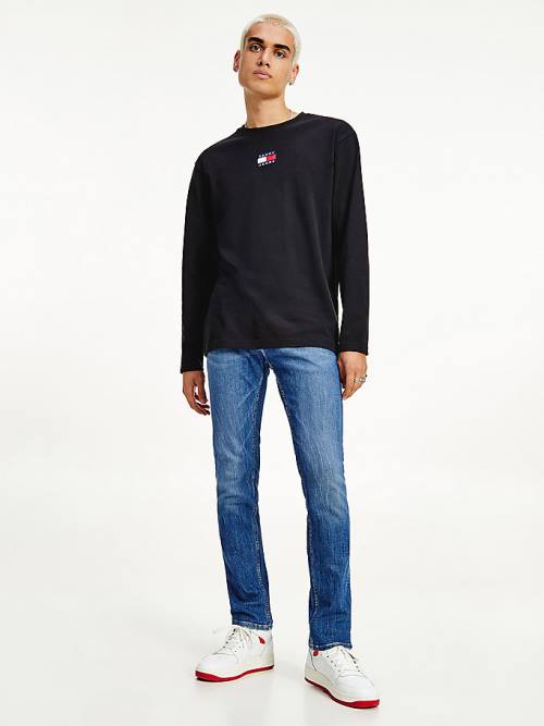 Tommy Hilfiger Tommy Badge Long Sleeve T-shirts Heren Zwart | TH905MFL