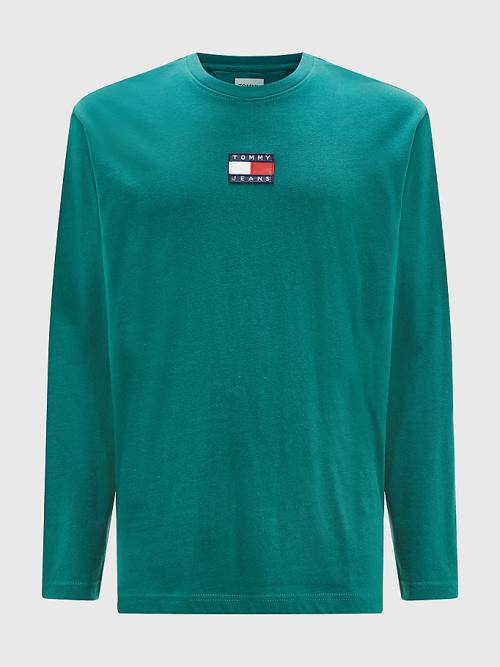 Tommy Hilfiger Tommy Badge Long Sleeve T-shirts Heren Groen | TH947PIB