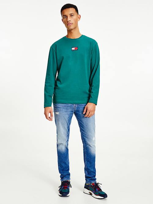 Tommy Hilfiger Tommy Badge Long Sleeve T-shirts Heren Groen | TH947PIB